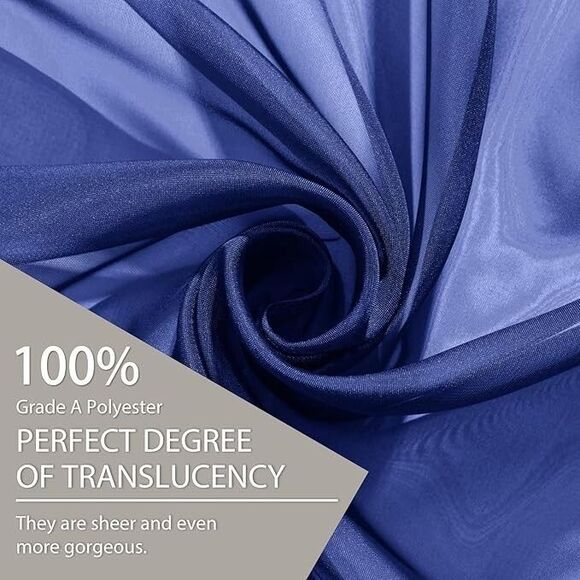 Loyolady Royal Blue Sheer Curtain Drape 100" x 102"L New - Picture 4 of 6